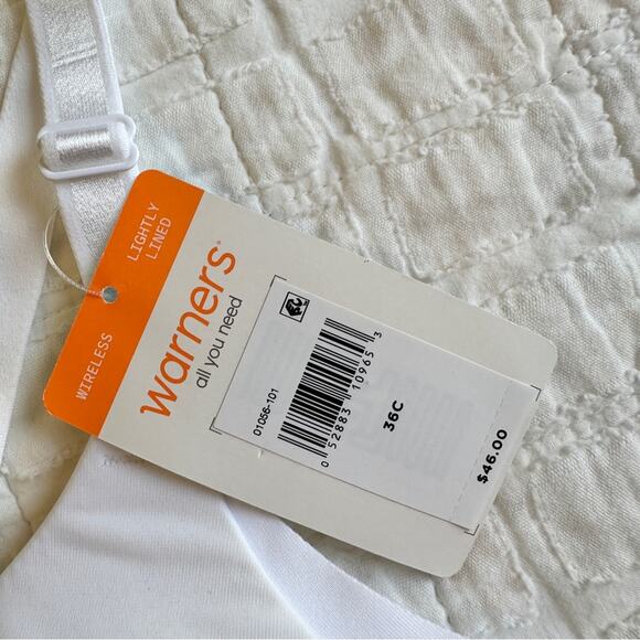 Warner's No Side Effects  Wireless Lightly Lined T-Shirt Bra NWT NWE White 36C - Picture 3 of 6